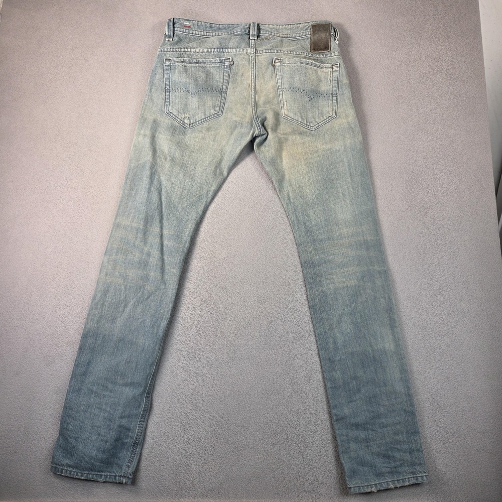 Diesel Jeans Mens 32x32 Thavar Light Wash Blue Slim Fit Distressed Made in Italy - Picture 2 of 10